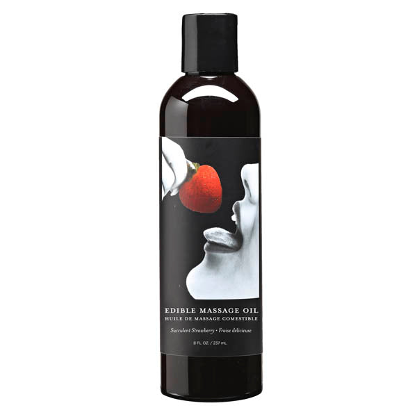 Edible Massage Oil - Luscious Strawberry Flavor - 237 ml Bottle (Body-Safe, Spa Quality)