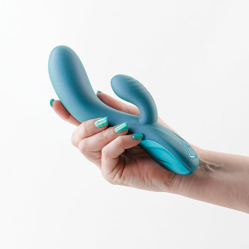 Regent Rabbit Vibrator – Metallic Green (19.3 cm, USB Rechargeable, Body-Safe Silicone)