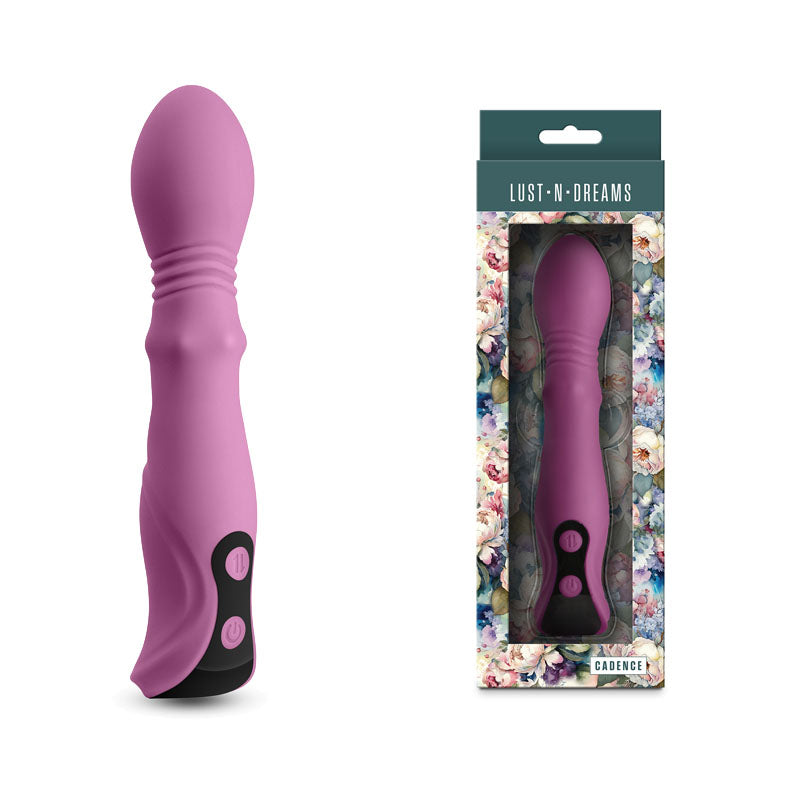Lust-n-Dreams - Cadence - Blush & Purple Thrusting and Sliding Vibrator - 18.2 cm USB Rechargeable Body-Safe Silicone