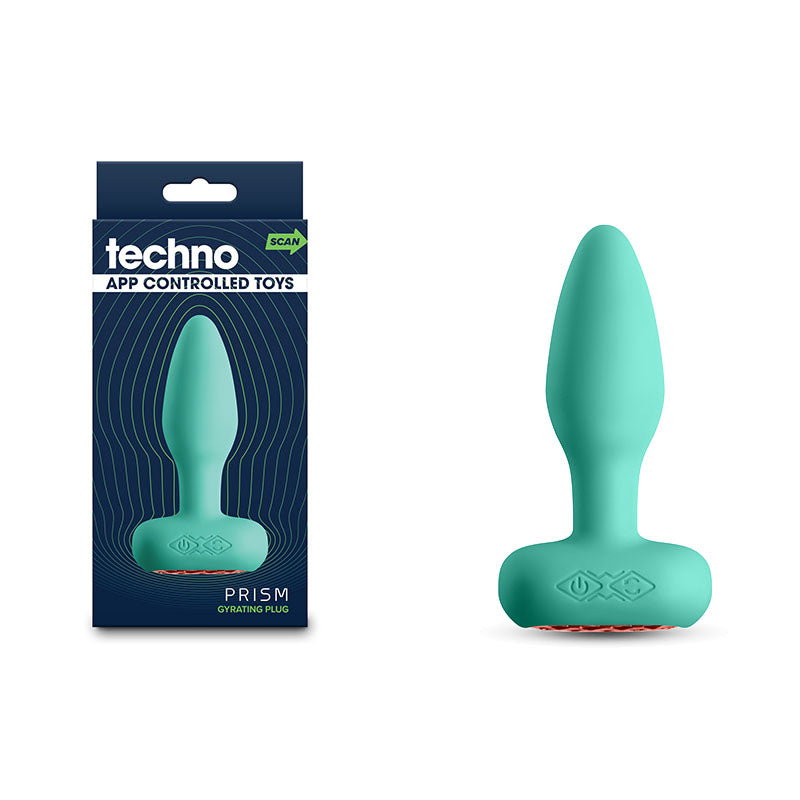 Techno - Prism - Teal 10.9 cm App-Controlled USB Rechargeable Butt Plug - Body-Safe Silicone