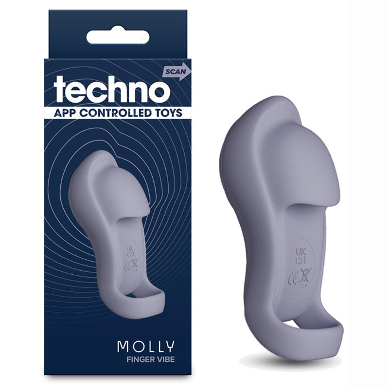 Techno - Molly - Grey USB Rechargeable Finger Stimulator with App Control – Body-Safe Wellness Device for Enhanced Pleasure