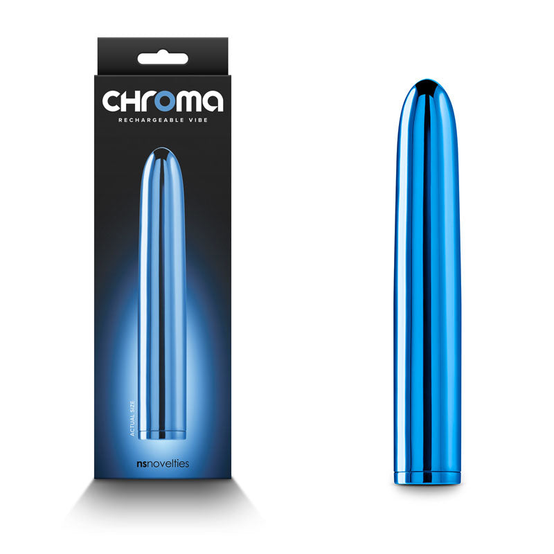 Chroma - Metallic Blue USB Rechargeable G-Spot Vibrator - 17 cm Body-Safe Silicone