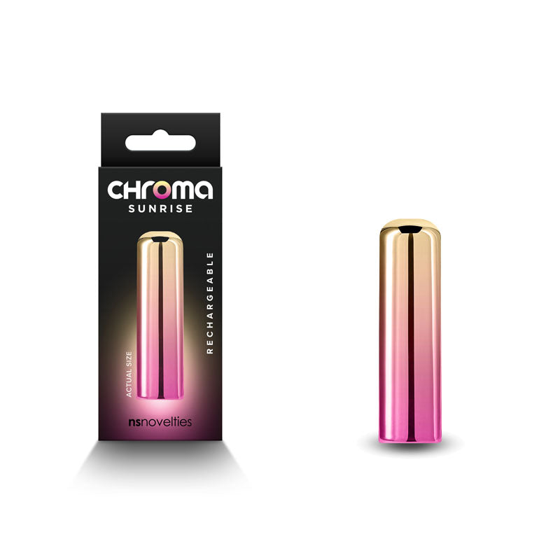 Chroma Sunrise - Small Metallic Pink/Gold USB Rechargeable Bullet Vibrator (6.8 cm, Body-Safe Silicone)