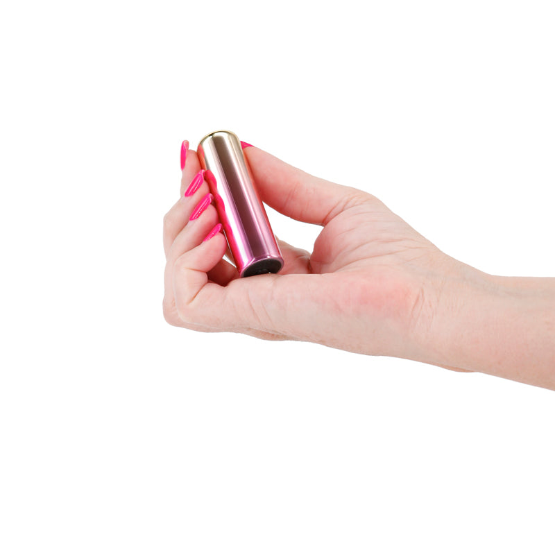Chroma Sunrise - Small Metallic Pink/Gold USB Rechargeable Bullet Vibrator (6.8 cm, Body-Safe Silicone)