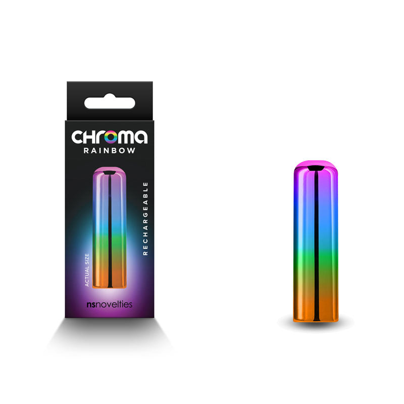 Chroma Rainbow Metallic Bullet Vibrator - Small 6.8 cm USB Rechargeable, Body-Safe Wellness Toy
