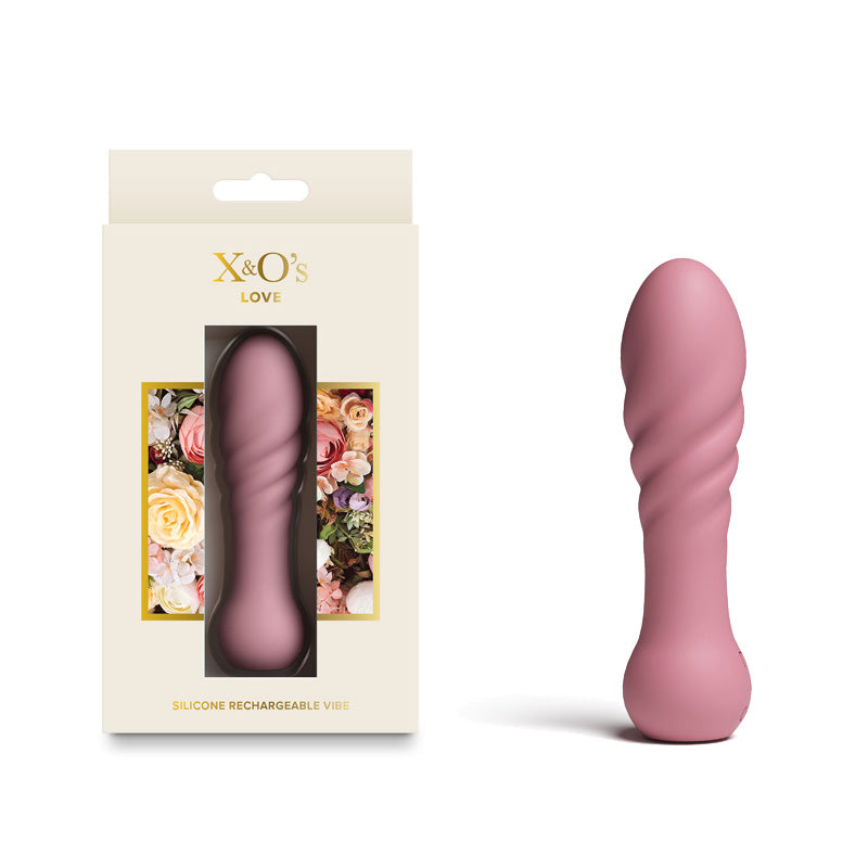 X & O's Bullet – USB Rechargeable – Body-Safe Silicone – Dusty Rose – 10.7 cm