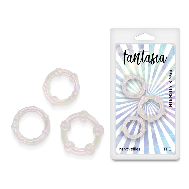 Fantasia - Intensity Rings - Pearl - Set of 3 Beaded Cock Rings for Enhanced Pleasure - Body-Safe, Pearlescent Design