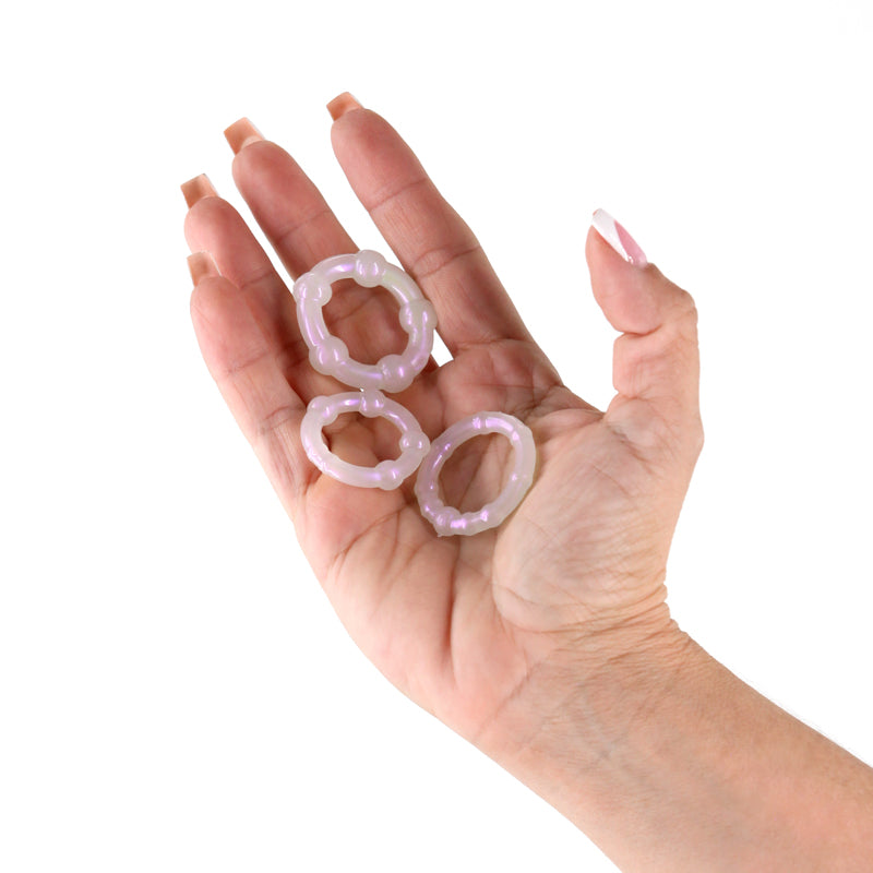 Fantasia - Intensity Rings - Pearl - Set of 3 Beaded Cock Rings for Enhanced Pleasure - Body-Safe, Pearlescent Design
