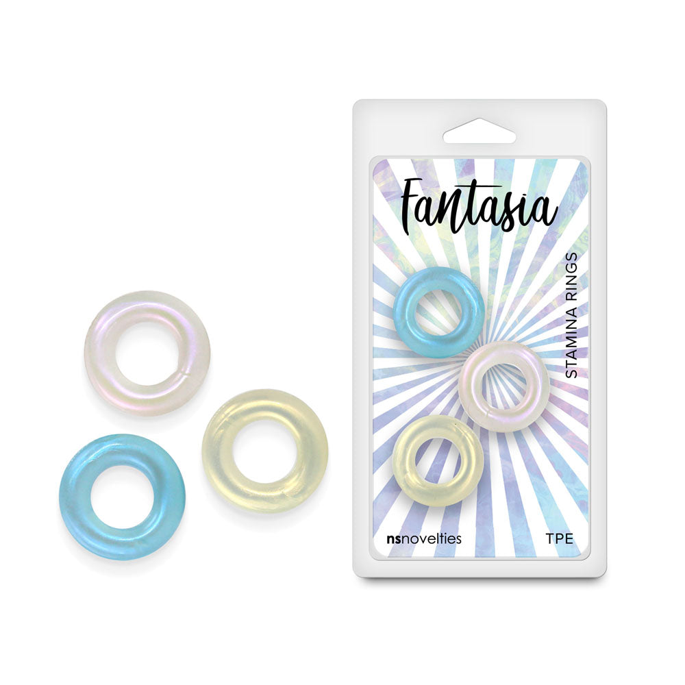 Fantasia Stamina Rings - Set of 3 Multicolour Cock Rings - Body-Safe, Adjustable Pleasure Enhancers