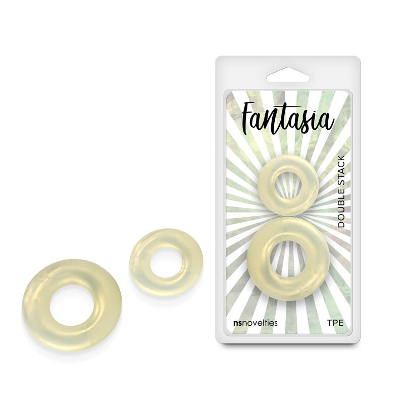 Fantasia - Double Stack Amber Cock Rings Set - 2 Sizes for Enhanced Pleasure and Comfort