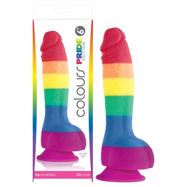 Colours Pride Edition Dong – Body-Safe Silicone – Rainbow – 15.2 cm