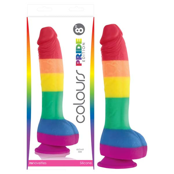 Colours Pride Edition Dong – Body-Safe Silicone – Rainbow – 20.3 cm