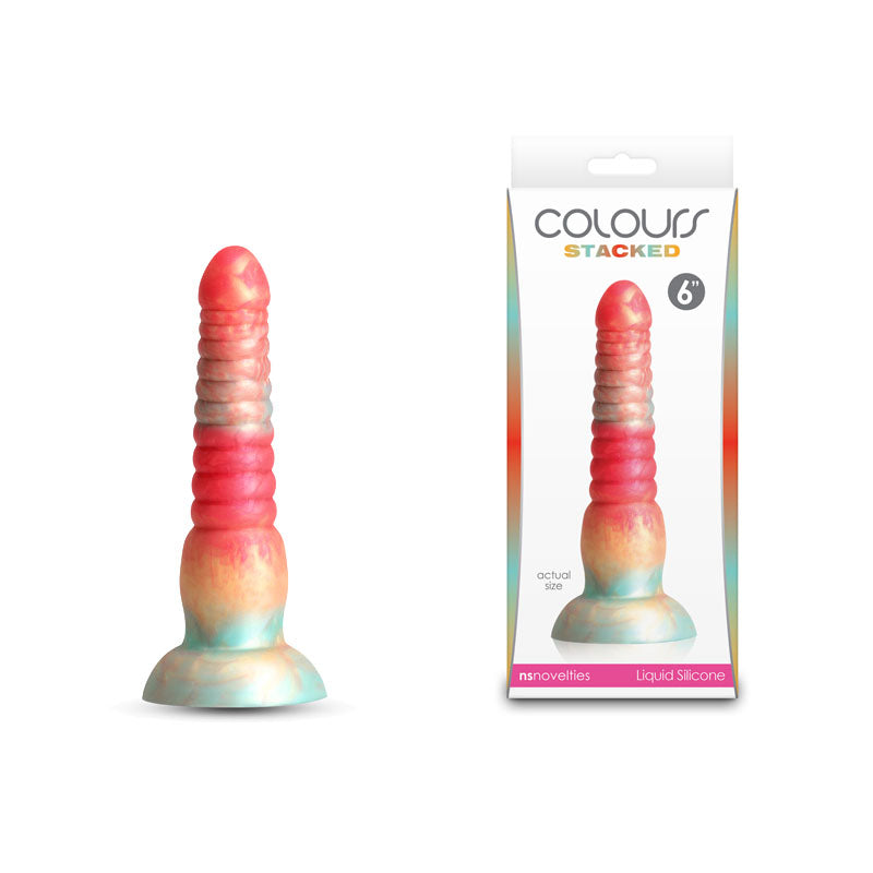 Colours Stacked - 6" Fantasy Dildo - Red/Gold Dual-Color Design (Body-Safe Silicone, 16 cm)