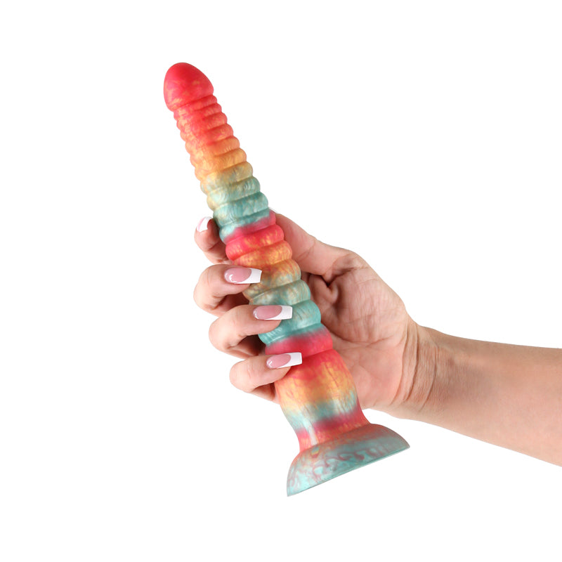 Colours Stacked - 9'' Fantasy Dildo - Red/Gold, Body-Safe Silicone, 23 cm