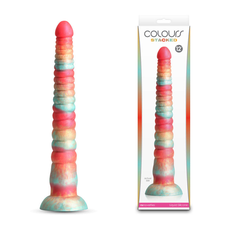 Colours Stacked - 12" Fantasy Dildo - Red and Gold Dual-Color Design (30.6 cm, Body-Safe Material)