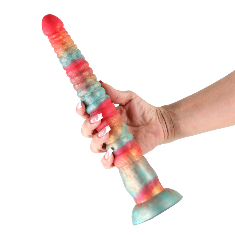 Colours Stacked - 12" Fantasy Dildo - Red and Gold Dual-Color Design (30.6 cm, Body-Safe Material)