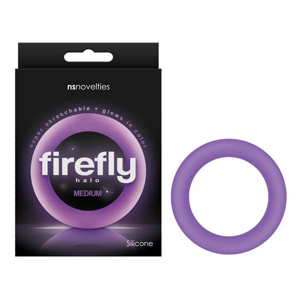 Firefly Halo - Glow in the Dark Purple Medium Cock Ring (55 mm, Body-Safe, Unisex)