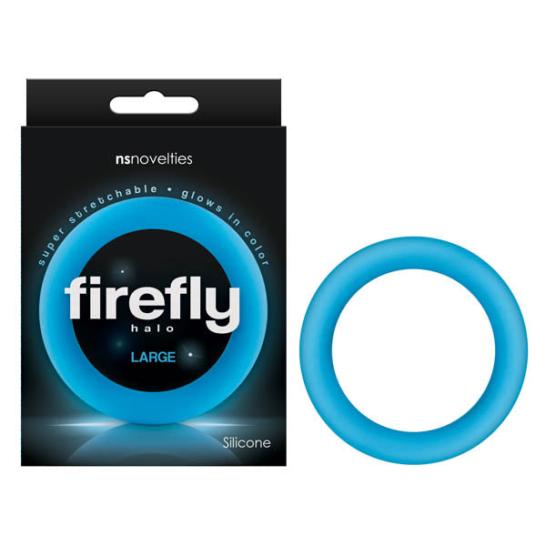 Firefly Halo - Glow-in-the-Dark Blue Large 60mm Body-Safe Silicone Cock Ring (Perfect for Wellness and Pleasure)