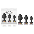 Glams Spades Trainer Kit - Body-Safe Black Butt Plugs with Gem Accents - 3 Size Set for Wellness and Comfort