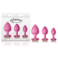 Glams Spades Trainer Kit - Gem-Embellished Pink Butt Plugs - 3 Size Set for Wellness Exploration