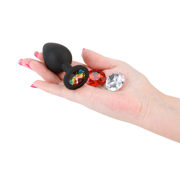 Glams Xchange Anal Toy – Medium Butt Plug – Interchangeable Gems – Black – Medium