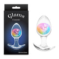 Glams Cosmic Rainbow Medium Butt Plug – Clear/Rainbow 9.5 cm (Body-Safe Silicone, Gender-Neutral)