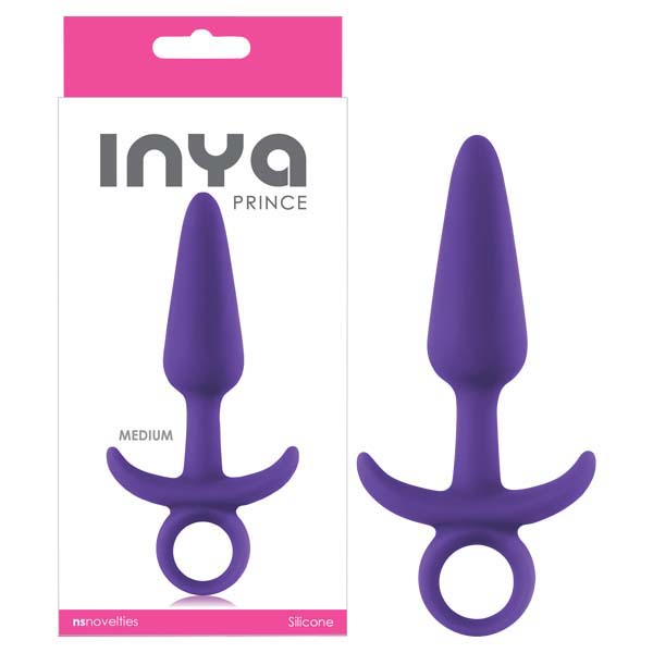 INYA Anal Toy – Medium Butt Plug with Ring Pull – Body-Safe Silicone – Purple – 13 cm