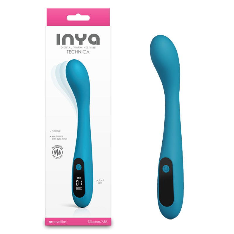 INYA Technica - Teal - 19.2 cm USB Rechargeable Warming Vibrator for Enhanced Wellness