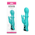 INYA Cyberluxe - Aqua - 18 cm USB Rechargeable Rabbit Vibrator with Sliding Ring Shaft for Enhanced Pleasure