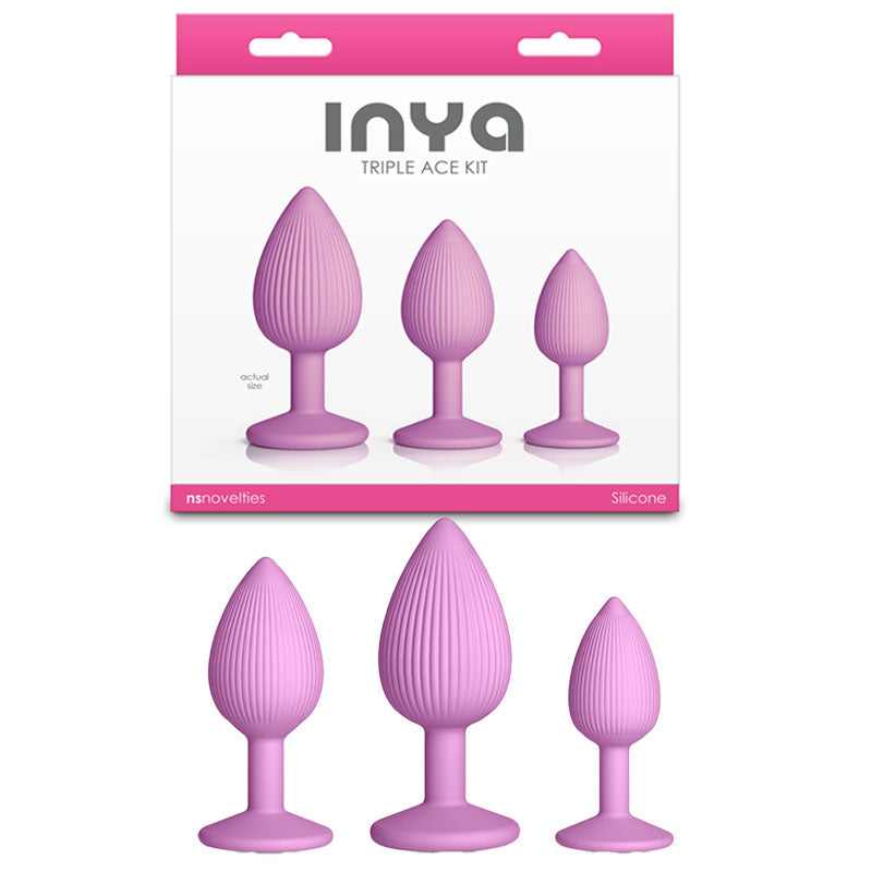 INYA Triple Ace Kit - Blush - Versatile Pink Butt Plug Set in 3 Sizes for All Body Types