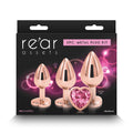 Rear Assets Trainer Kit – Rose Gold Metallic Butt Plugs with Pink Heart Accents – Set of 3 Sizes for Comfort and Wellness