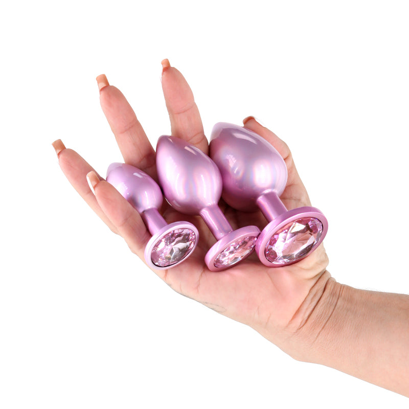 Intimelly Anal Toys – Iridescent Pink Metallic – Set of 3 Sizes