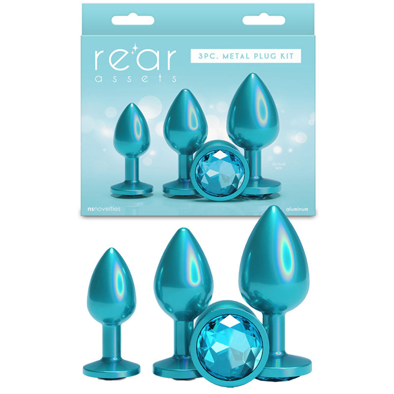 Intimelly Anal Toys – Set of 3 – Body-Safe Silicone – Iridescent Teal