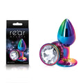 Multi-Coloured Small Metal Butt Plug with Clear Gem Base – Body-Safe, Gender-Neutral Pleasure Accessory