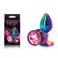 Multi-Coloured Small Metal Butt Plug with Pink Gem Base – Body-Safe, Gender-Neutral Design (Perfect for Wellness and Pleasure)