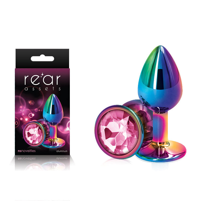 Multi-Coloured Small Metal Butt Plug with Pink Gem Base – Body-Safe, Gender-Neutral Design (Perfect for Wellness and Pleasure)