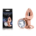 Rose Gold Small Metal Butt Plug with Clear Gem Base – Body-Safe, Gender-Neutral Design for Enhanced Wellness