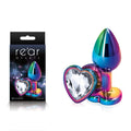 Multi-Colored Heart Gem Small Metal Butt Plug – Body-Safe, USB Rechargeable, 7.5 cm