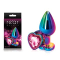 Multi-Coloured Heart Metal Butt Plug – Medium Size with Pink Gem Base (Body-Safe, Gender-Neutral)