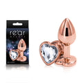 Rose Gold Heart Small Metal Butt Plug – Body-Safe Design with Clear Gem Base (5 cm, Gender-Neutral)