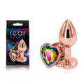 Rose Gold Heart Small Metal Butt Plug – Rainbow Gem Base, Body-Safe Design, Perfect for All Wellness Journeys