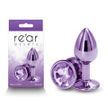 Rear Assets Anal Toy – Small Size – Metal with Purple Round Gem – Purple – 7.1 cm