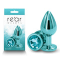 Teal Medium Metal Butt Plug with Gem Base – Body-Safe, 8.2 cm for Enhanced Pleasure