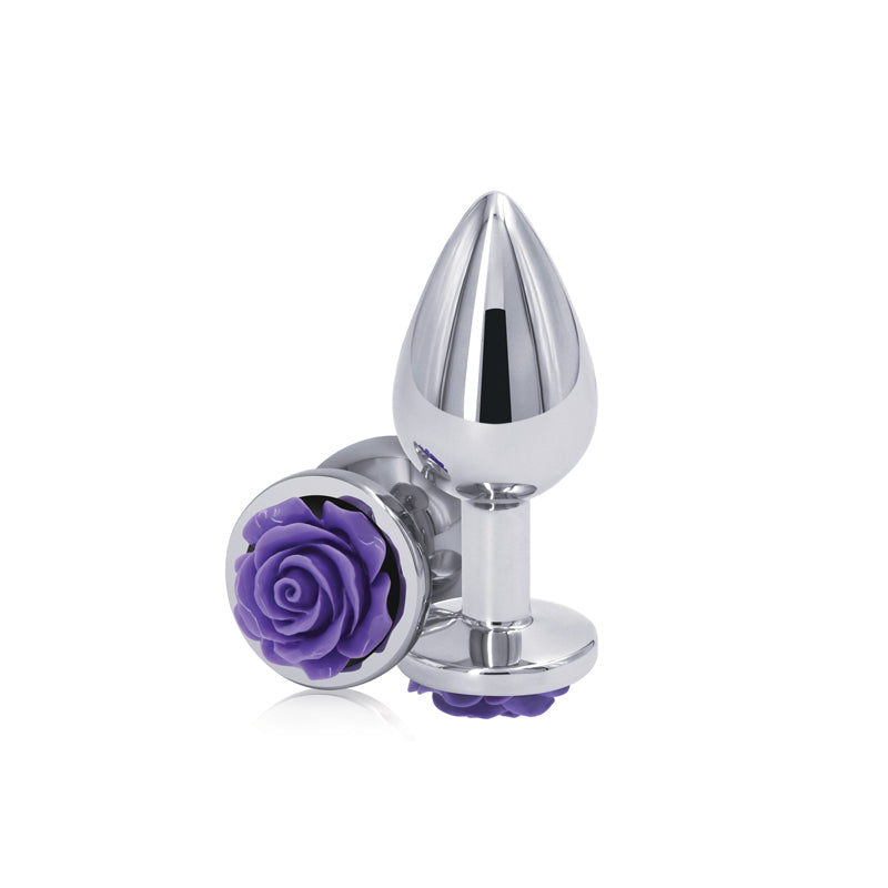 Rear Assets Anal Toy – Medium – Chrome – Purple Rose – 8.9 cm