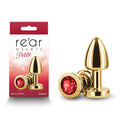 Petite Gold Metal Butt Plug with Red Gem Base – 6 cm Body-Safe Design for Comfortable Pleasure