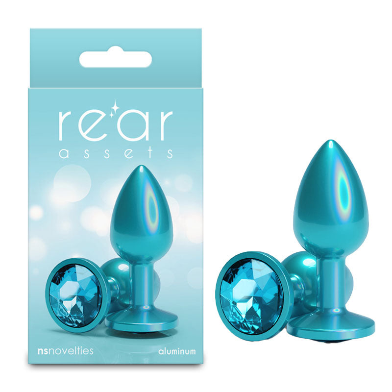 Rear Assets Anal Toy – Small Size – Body-Safe Silicone – Iridescent Teal – 7.1 cm