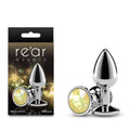 Rear Assets Anal Toy – Small Size, Metal – Silver with Yellow Gem