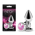 Rear Assets Anal Toy – Metal with Pink Gem Base – Silver – Medium