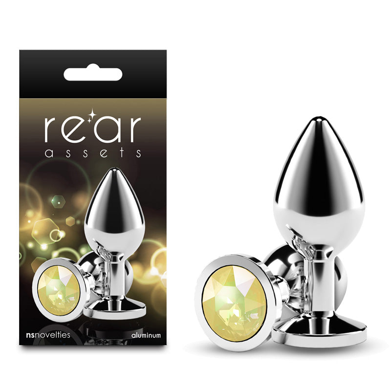 Rear Assets Anal Toy – Medium Size – Silver with Yellow Gem
