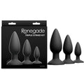 Renegade Black Triple Strike Butt Plug Set – 3 Sizes for Ultimate Pleasure (Body-Safe Silicone)